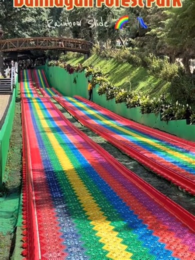 Rainbow Slide 🌈 🛝 in Dahilayan Forest Park! The rate is 2 rides for P150.00. #Adventure #bukidnon #Dahilayan #fyp #rainbowslide