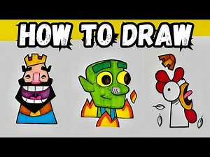 How To Draw Clash Royale Laughing King, Goblin And Chicken Emotes