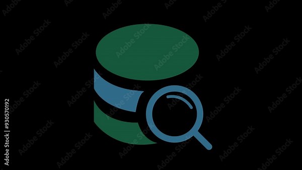 Data center search concept. search server icon, database search icon Use for graphic and web design or commercial purposes. 2d animated video clip. 4k size without background