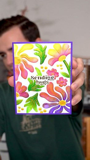 These embossing folder stencil combos are MAGICAL for DIY Greeting Cards!❤️ Here, I used the new Wild Flowers embossing folder and stencil set from Altenew. To color, I used various Simon Hurley inks to get vibrant color on each stencil layer. Then, I gently brayered on Lunar Paste in the color Slippery When Wet. This hits the raised areas and adds tons of intense shine!✨ For the sentiment, I used a foiled Must-Have Sentiment from my hot foil plate collection with Spellbinders. These are so beau