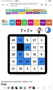bingo math game multiplication
