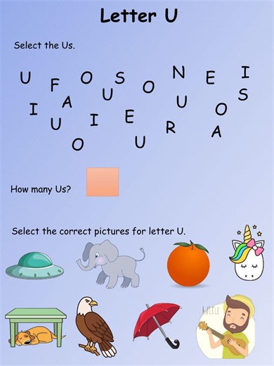 Letter U online activity