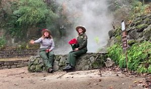 This holiday season the Fordyce Bathhouse Visitor Center will be closed December 24th and 25th. We encourage you to use this closure to see more of our beautiful park: Visit two scenic drives on Hot Springs Mountain and West Mountain 🚗 Hike off the Christmas cookies on one of the 26 miles of trails 🥾 Touch the thermal springs at the Hot Water Cascade Display 🙏 Happy Holidays! #nps #hotspringsnp Alt text: Two Park Rangers sit on the edge of a hot springs display cascade wishing visitors a happ