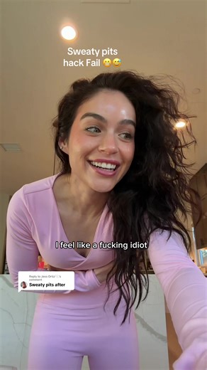 Replying to @Jess Ortiz🫧 wellp the sweaty pits hack works, no pit stains but please make sure your pad sticks to the top 😅 #sweatypits #sweatygirl