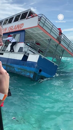 121K views · 482 reactions | A ferry capsized near the Blue Lagoon Island in the Bahamas yesterday, leaving one woman dead and two people hospitalized. | AccuWeather | Facebook