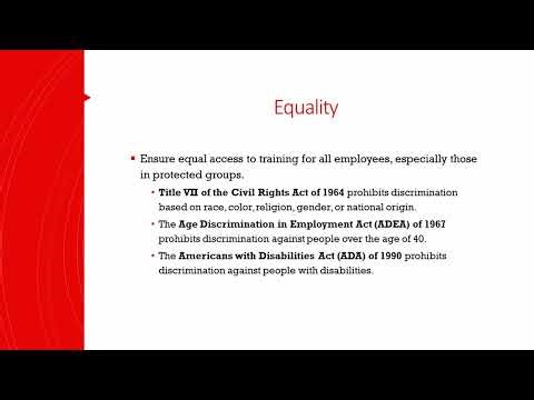 Training & Development - Lecture 8 - Legal Issues - Equal Access