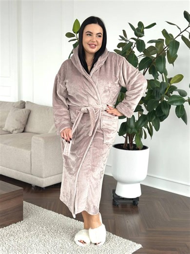 Plus Size Soft Terry Robe, Cozy Hooded Welsoft Bathrobe With Pockets and Belt, Warm Comfortable Homewear - Etsy