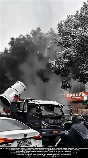 Powerful Truck Blower Knocks Snow Off Trees in Seconds! #shorts