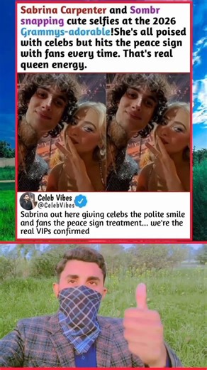 Sabrina Carpenter & Sombr's Cute Grammys 2026 Selfies 😍 Peace Sign for Fans Only!