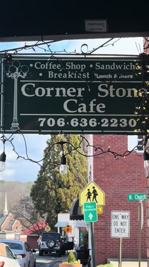 This is the kind of breakfast spot you hope to find when traveling. So good! Comfort food and coffee. ☕️ The perfect start to the day. ☀️ @cornerstonecafe in Ellijay, GA #travel #traveltiktok #fyp