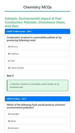 Environmental Impact of Fuel Combustion: Pollution, Greenhouse Gases, Acid Rain