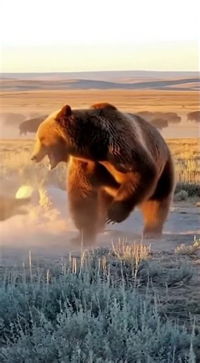 Grizzly 🐻 vs Gray Wolf 🐺 Epic Food Fight in the Wild! 🌾🐾 #Shorts