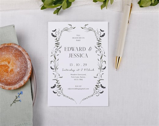 Gothic Wedding Invitations Set - A6 Personalised Wedding Invite Stationery - Etsy