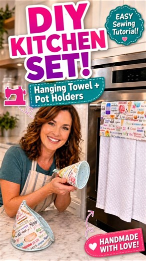 DIY Kitchen Set: Hanging Towel + Cone Pot Holders #shorts