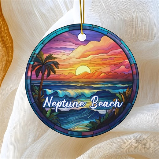 Neptune Beach Ornament, Florida Beach Sunset Travel Gift, Family Vacation Trip, Keepsake Heirloom Souvenir Ceramic - Etsy UK