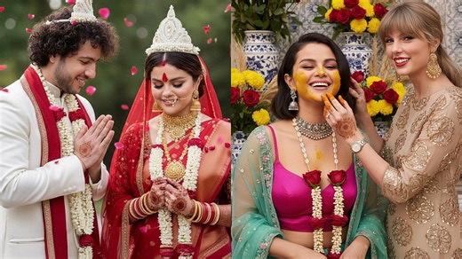 Selena Gomez Marries Benny Blanco In Traditional Bengali Ceremony, Taylor Swift Applies Haldi To Best Friend— AI Photos Go Viral