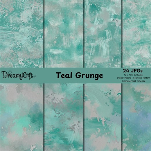 Teal Grunge Seamless Pattern, Turquoise Distressed Digital Paper, Abstract Concrete Wall Texture, Urban Paint Background - Etsy