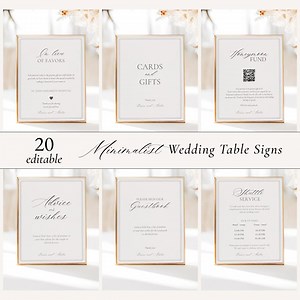 Wedding Table Signs Bundle Templates, Wedding Sign Bundle, Modern Minimalist Reception Table Signs, DIY Signage, Editable Templates - Etsy