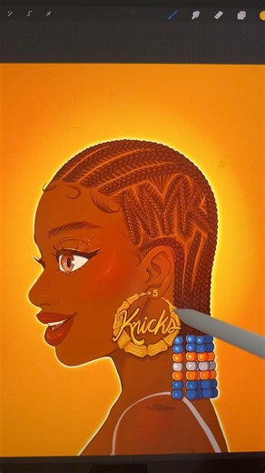 drawing a Knicks inspired braided hairstyle