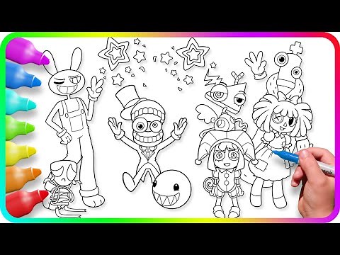 Coloring Pages The AMAZING DIGITAL CIRCUS / Satisfying coloring characters from digital circus show