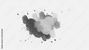 Ink splatters slow motion transition animation. Ink brush stroke transition. Ink splash. Abstract inkblot, splat, fluid art, overlay, alpha matte composition, spreading brush stroke.