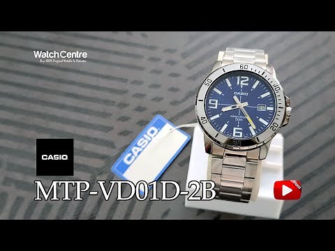 Casio MTP-VD01D-2B Gent's Blue Analog Dial Quartz Wrist Watch in Silver Steel Chain