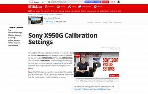Sony X950G Calibration Settings