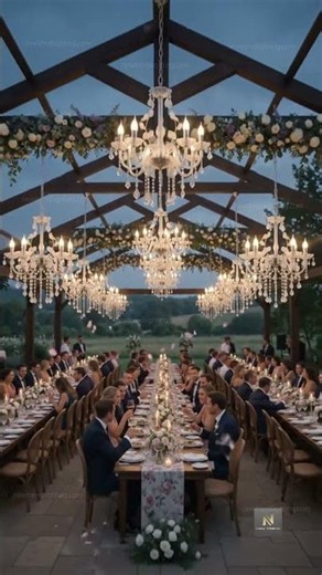 Outdoor wedding charging crystal Chandelier #outdoorwedding #weddinglampung #weddinglights #light