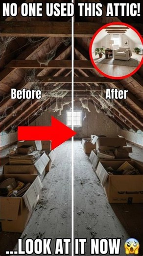 Attic Glow Up 😱 #beforeandafter #interiordesign #roomtransformation #cinematicrenovation #kitchen