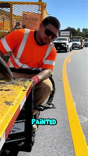 This crew glues and sets reflective markers while the truck moves — a mobile assembly line for road safety. #RoadWork #EngineeringInAction #SmartConstruction #fblifestyle | Metzgerei Ogunquit Studio