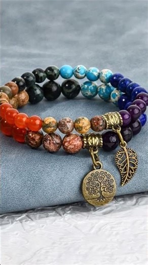 7 Chakra Healing Bracelet – Colorful Crystal Beads with Tree of Life Charm 🌳✨