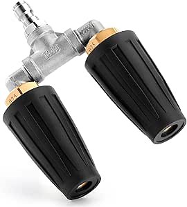 360° Dual Turbo Nozzle Pressure Washer, Max. 4000 PSI Rotating Power Washer Tips with 1/4” Quick Connect 2.5 Orifice Twin Turbo Nozzle for Garden Car Vinyl Surface Courtyard Driveway (4.0-6.0 GPM)