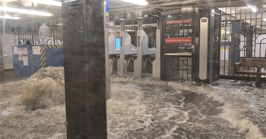 Geyser of Floodwater Erupts in New York Subway Station