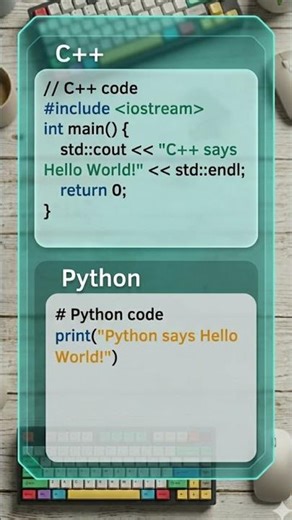 C++ vs python #codding #python #pythonprogramming #cpp #cplusplus #cppprogramming #shorts