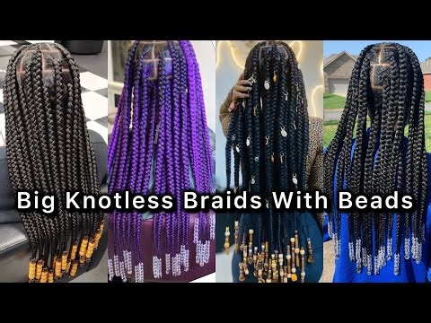 💯Large Knotless Box Braids with Beads For Ladies |Beaded Knotless Braids |How To Add Beads to Braids