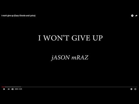 I won't give up (Easy Chords and Lyrics)