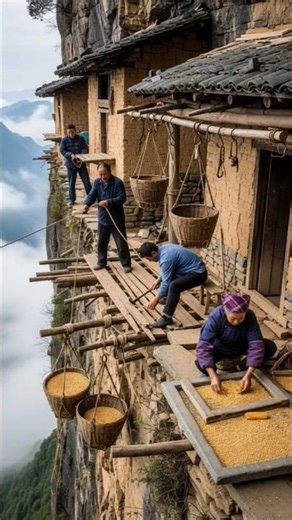 Chinese Cliffside Survival Life #trending #cliffside #nature #shorts