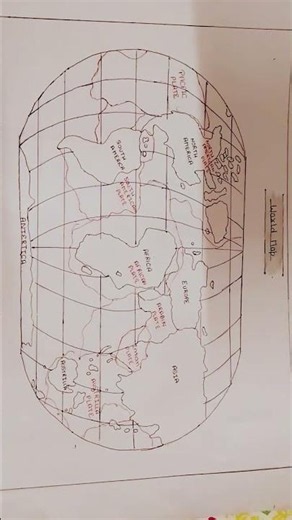 🌍 World Map with Tectonic Plates | Geography Project Drawing