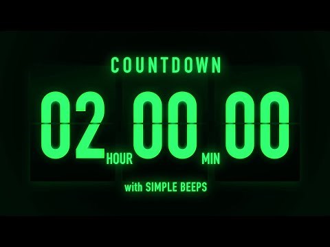 2 Hour Countdown Timer 🟢 Flip Clock with Simple Beeps