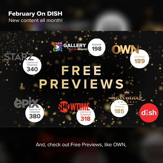 2.8K views · 18 reactions | This month, we're bringing you the top movies, shows and more available on DISH! Check out Free Preview channels with new content all month, series premieres, new movies available free On Demand and more! mydish.com/ondish | DISH | Facebook