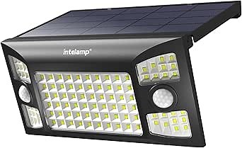 intelamp Solar Outdoor Lights Waterproof with Dual Sensors,1300LM Solar Floodlights Outdoor Motion Sensor Security Flood Light 270° Wide Lighting Angle with 3 Modes for Garden Yard Patio