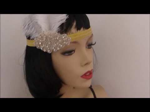How to make a Gatsby 1920s headband tutorial, DIY flapper feather diamante headpiece - Crafts