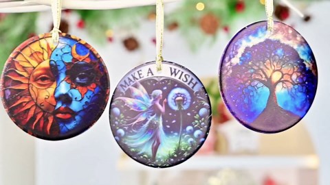 UFO&Alien 3.5 Inch Ceramic Christmas Hanging Ornament - Tree Decoration, Gift Exchange Present