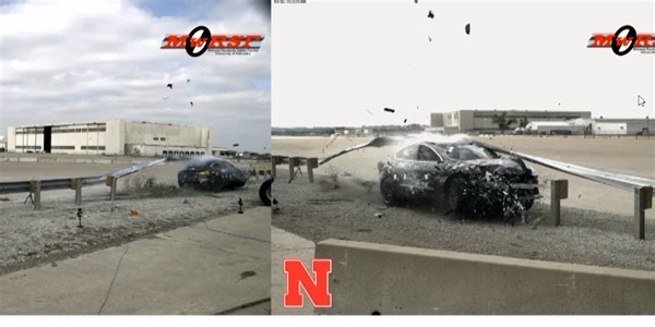 Crash tests reveal freeway guardrails fail to protect Tesla, Rivian EV vehicles