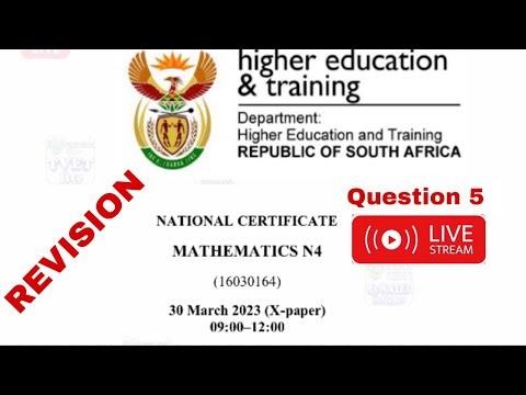 Mathematics N4 March 2023 question paper (livestream) | Question5