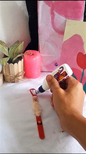 let's make a cute Santa using ice cream stick#shortvideo #shortfeed