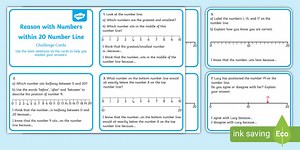 KS1 Reason with Numbers within 20 Number Line Challenge Cards