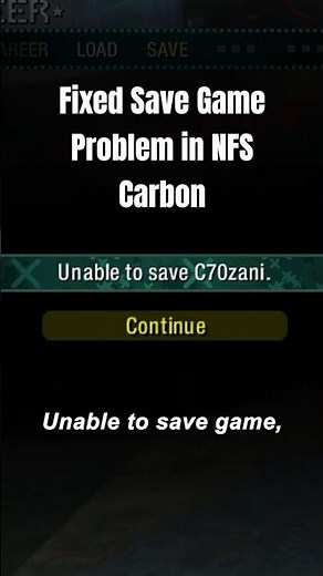NFS Carbon Save Not Loading? Watch This Fix 😳🔥#shorts #nfscarbonfix