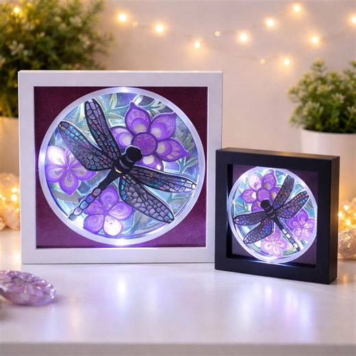 Dragonfly Light up Shadow Box | Floral Nature Inspired LED Wall Art - Etsy