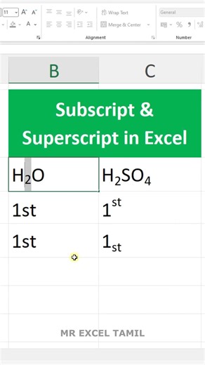 Excel Subscript & Superscript Trick in Tamil 🔥 (H₂O, x² Easy!)